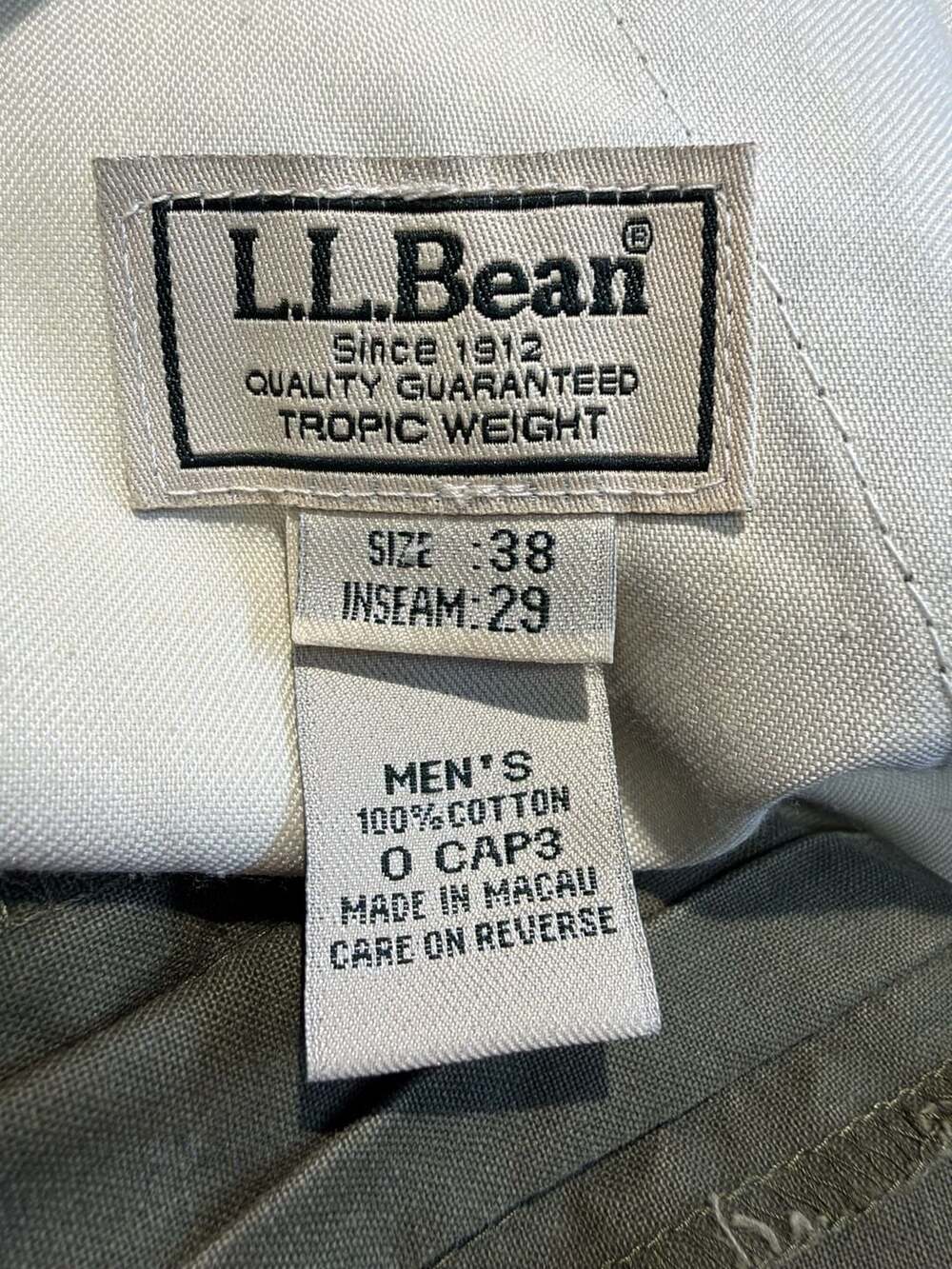L.L. Bean Cargo Pants Size 38x29 Olive Green Cotton Tropic Weight
